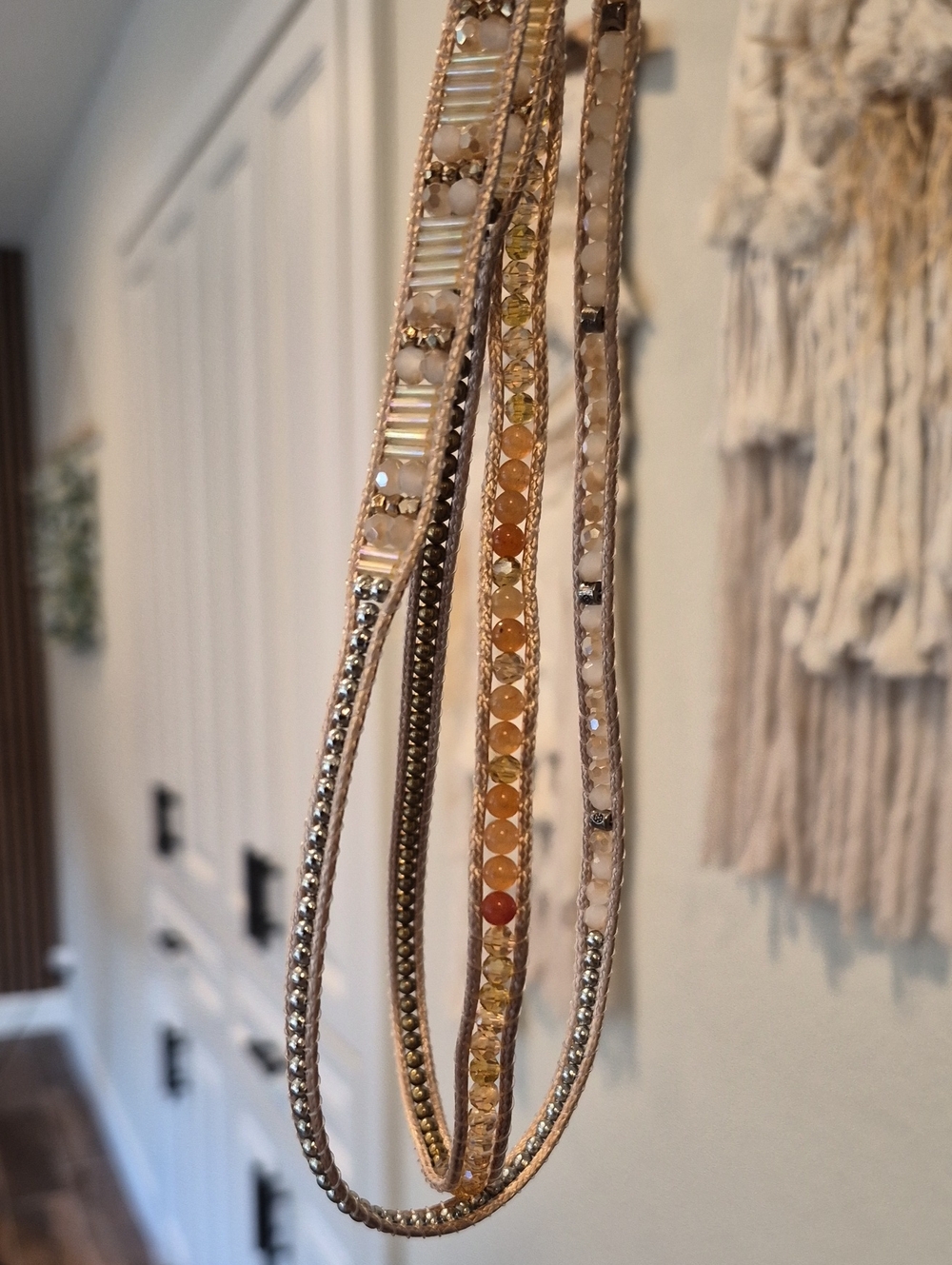 Liv Thai Bohemian Gold & Tan Hues Faceted Bead Adjustable Length Wrap Bracelet - Picture 8 of 13